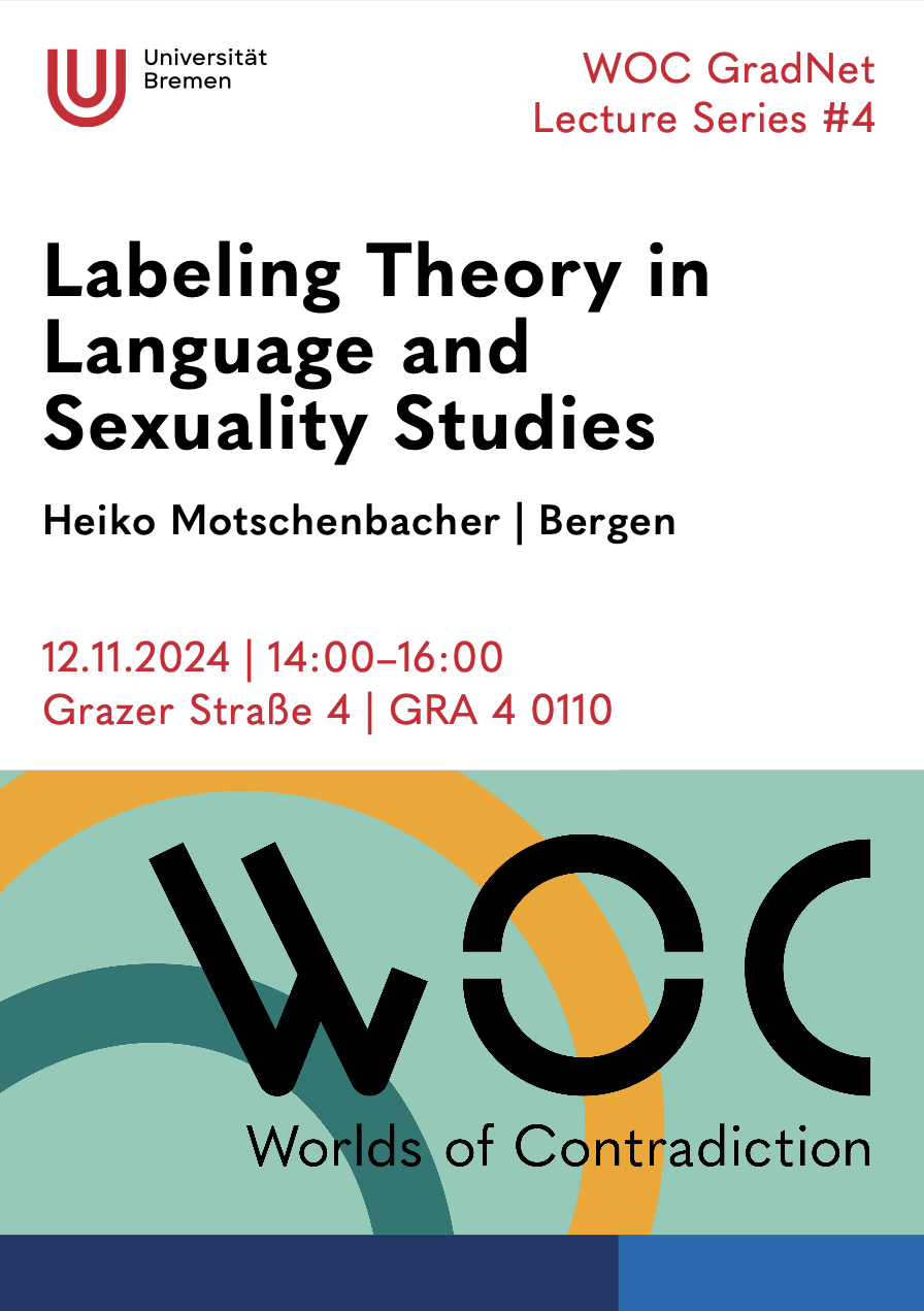 Poster for the WoC GradNet Lecture Series #4: Labeling Theory in Language and Sexuality Studies